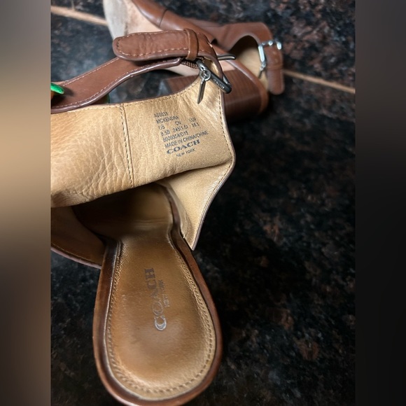 Coach Chunky Heel Brown Leather Ankle Strap Sandals Size 8.5 - Picture 9 of 12